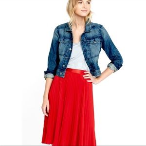 Express Red Pleated Midi Skirt